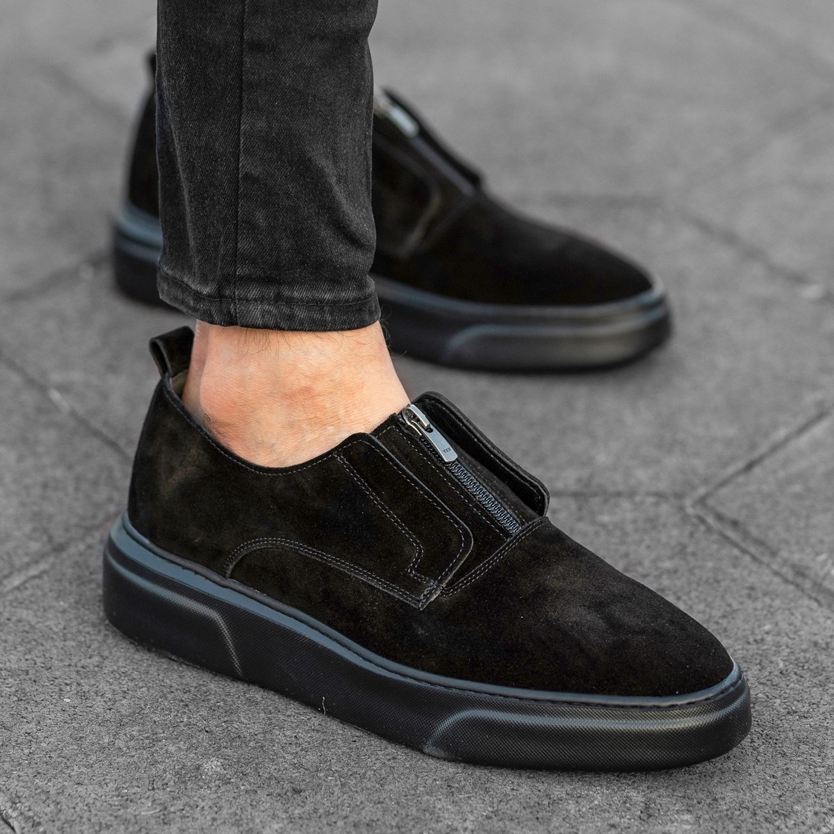 Herren Sneakers Wildleder Schuhe in schwarz - 1