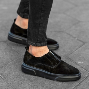 Herren Sneakers Wildleder Schuhe in schwarz - 2