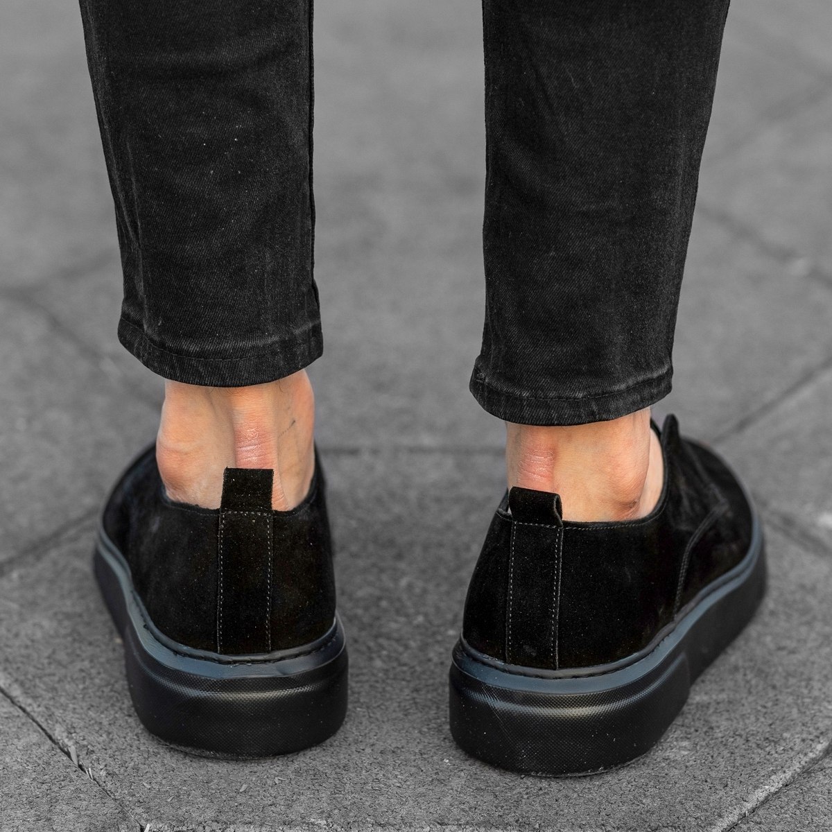 Herren Sneakers Wildleder Schuhe in schwarz