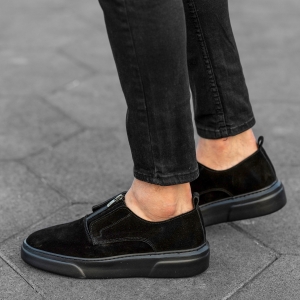 Herren Sneakers Wildleder Schuhe in schwarz - 5