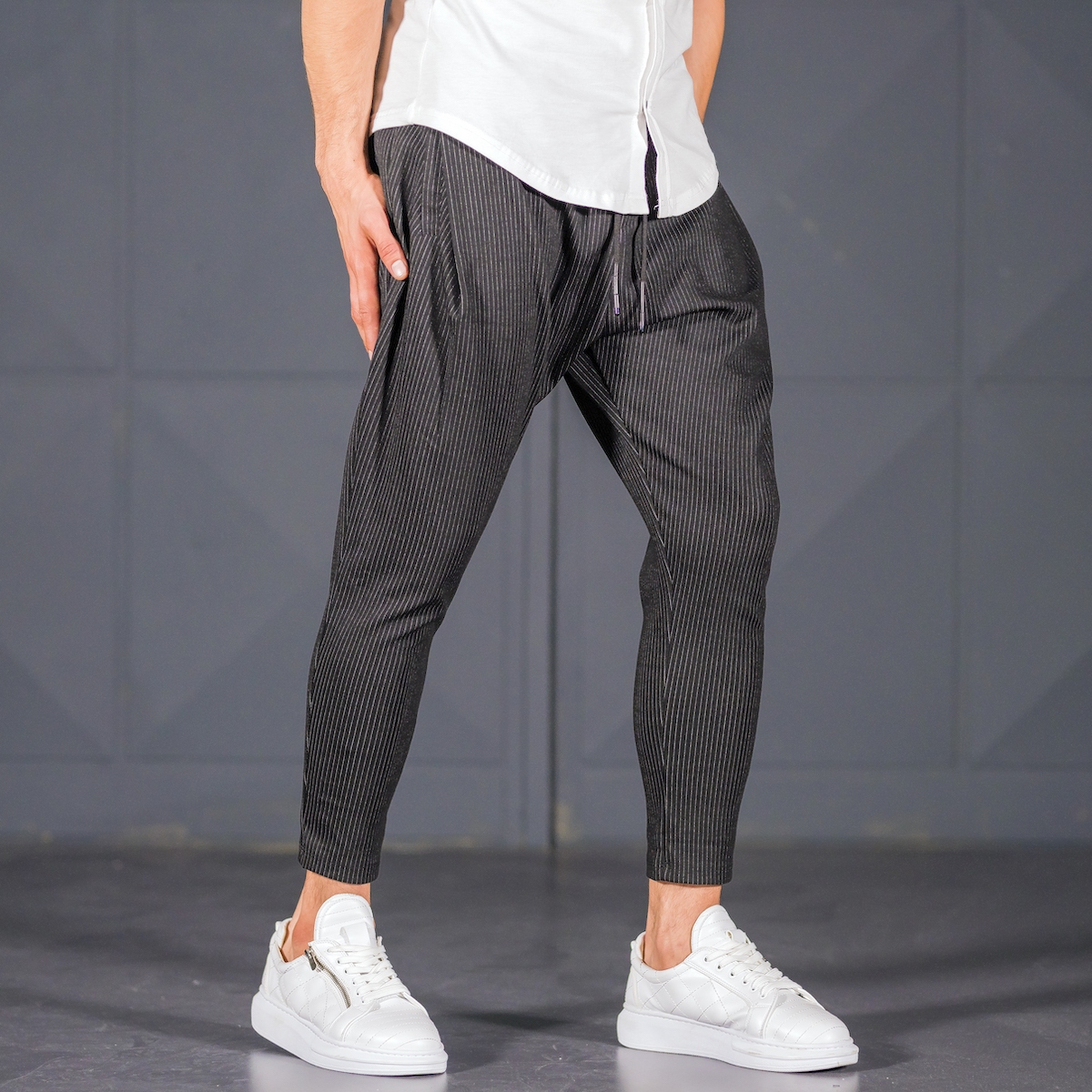 Men's Stripped Style Joggers in Black