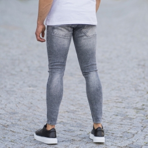 Men's Distorted Leg Skinny Jeans In Anthracite