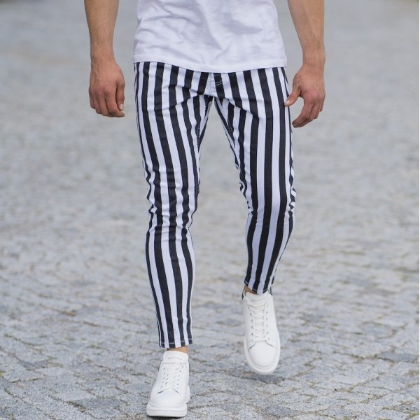 white stripe jeans men