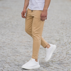 Herren Basic Skinny-Fit Jogginghose in beige - 4