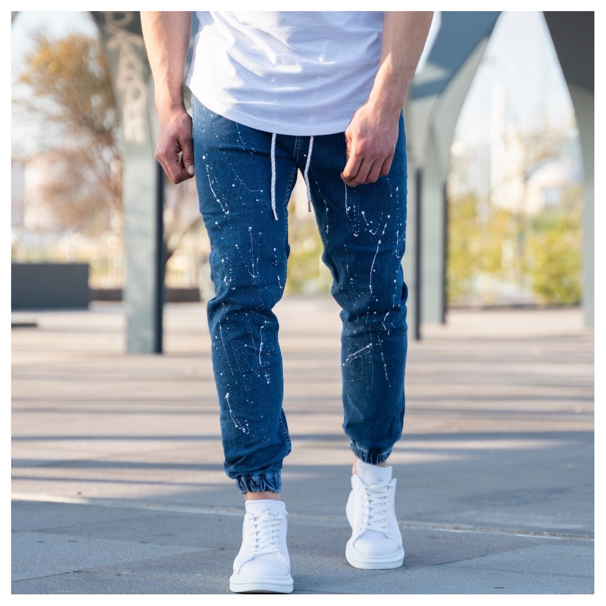 blue jean joggers mens