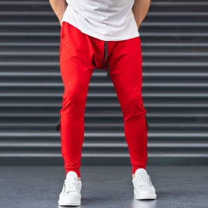 Red Shalvar Trousers with Zip