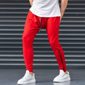 Red Shalvar Trousers with Zip - 2
