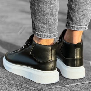 Men’s High Top Sneakers Shoes Black-White