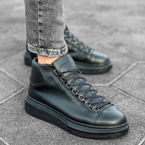 Herren High Top Sneakers Schuhe in schwarz - 1