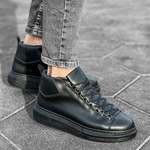 Men’s High Top Sneakers Shoes Black