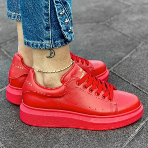 Woman's Hype Sole Sneakers In Full Red - 2
