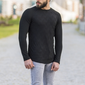 Herren Sweatshirt mit Gravur Optik in schwarz - 2