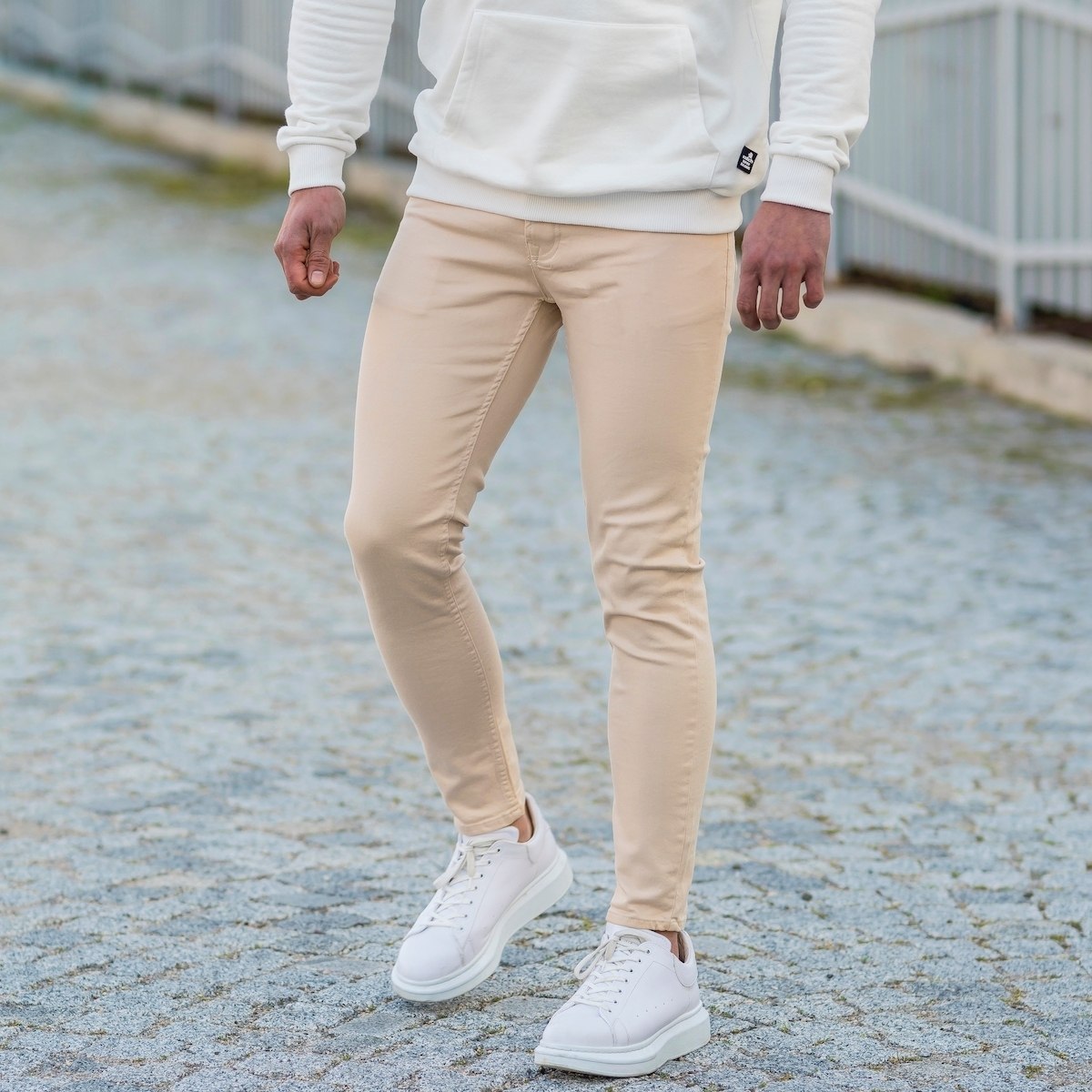 Herren Basic Skinny Jeans in beige - 4