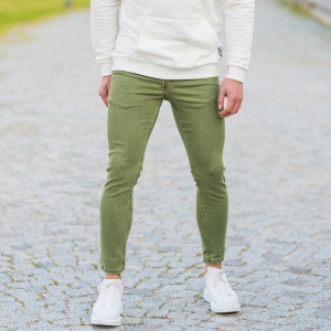 Men's Basic Skinny Jeans In Washed Khaki