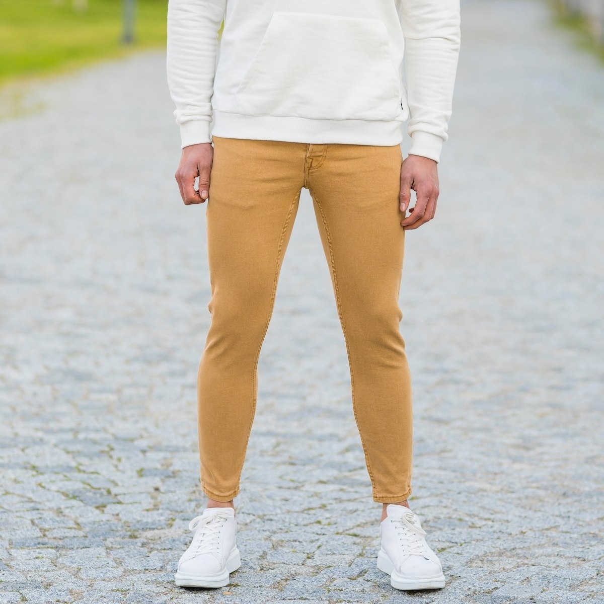 Men's Basic Skinny Jeans In Mustard - 1