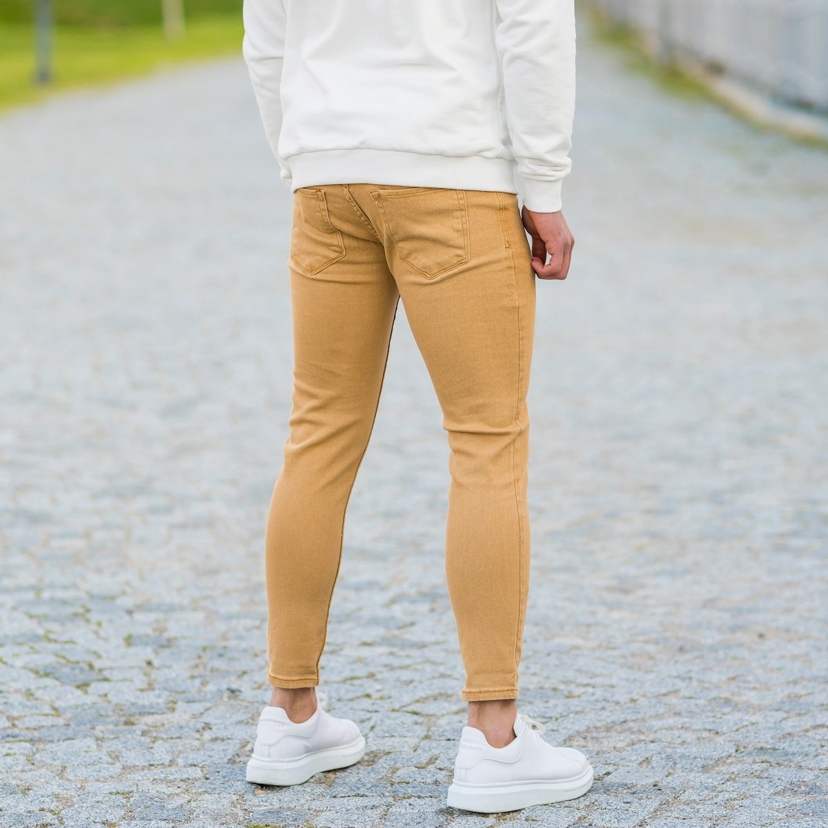 Herren Basic Skinny Jeans in senfgelb - 8