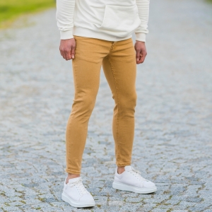 Herren Basic Skinny Jeans in senfgelb - 3