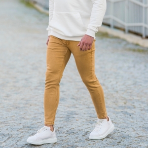 Herren Basic Skinny Jeans in senfgelb - 5
