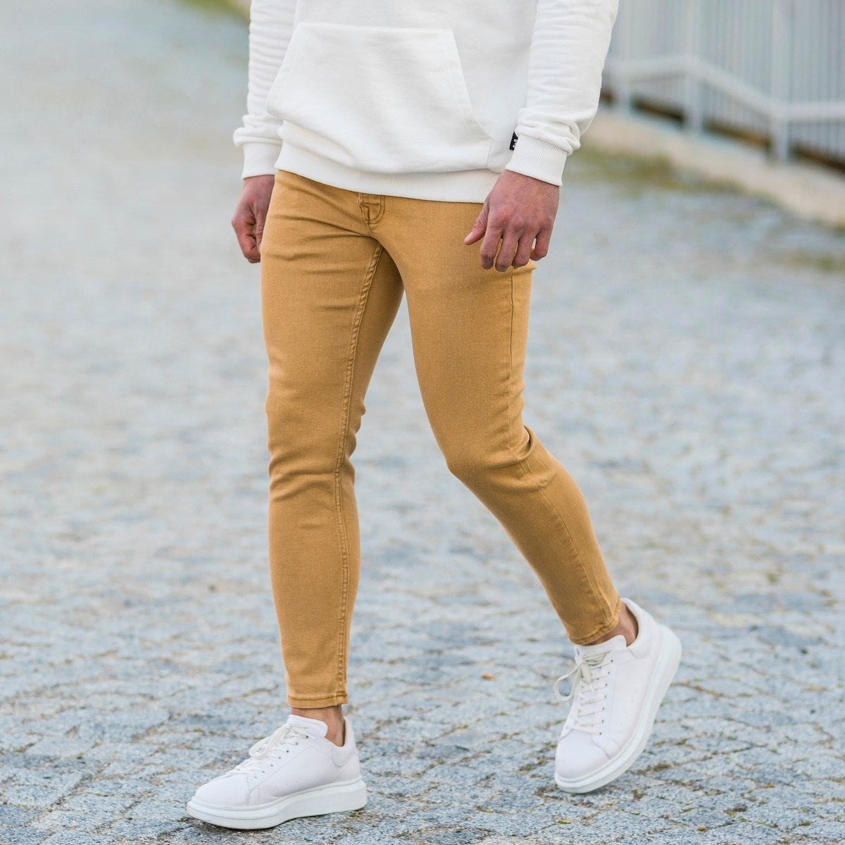 Herren Basic Skinny Jeans in senfgelb - 6
