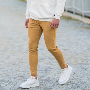 Men's Basic Skinny Jeans In Mustard - 6