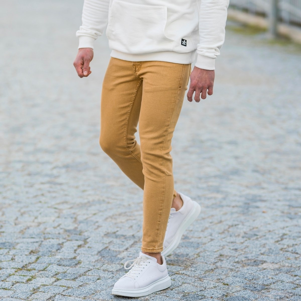 Herren Basic Skinny Jeans in senfgelb - 7
