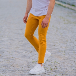 Modern Cut Trousers In Mustard - 5