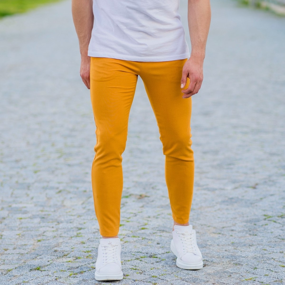Modern Cut Trousers In Mustard