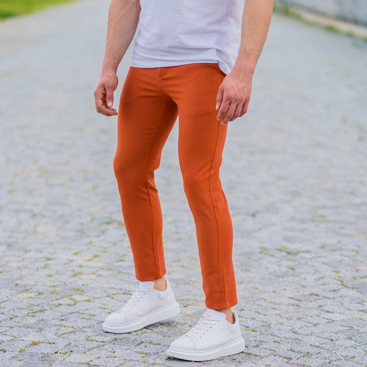 Herren Slim-Fit Hose in orange - 2
