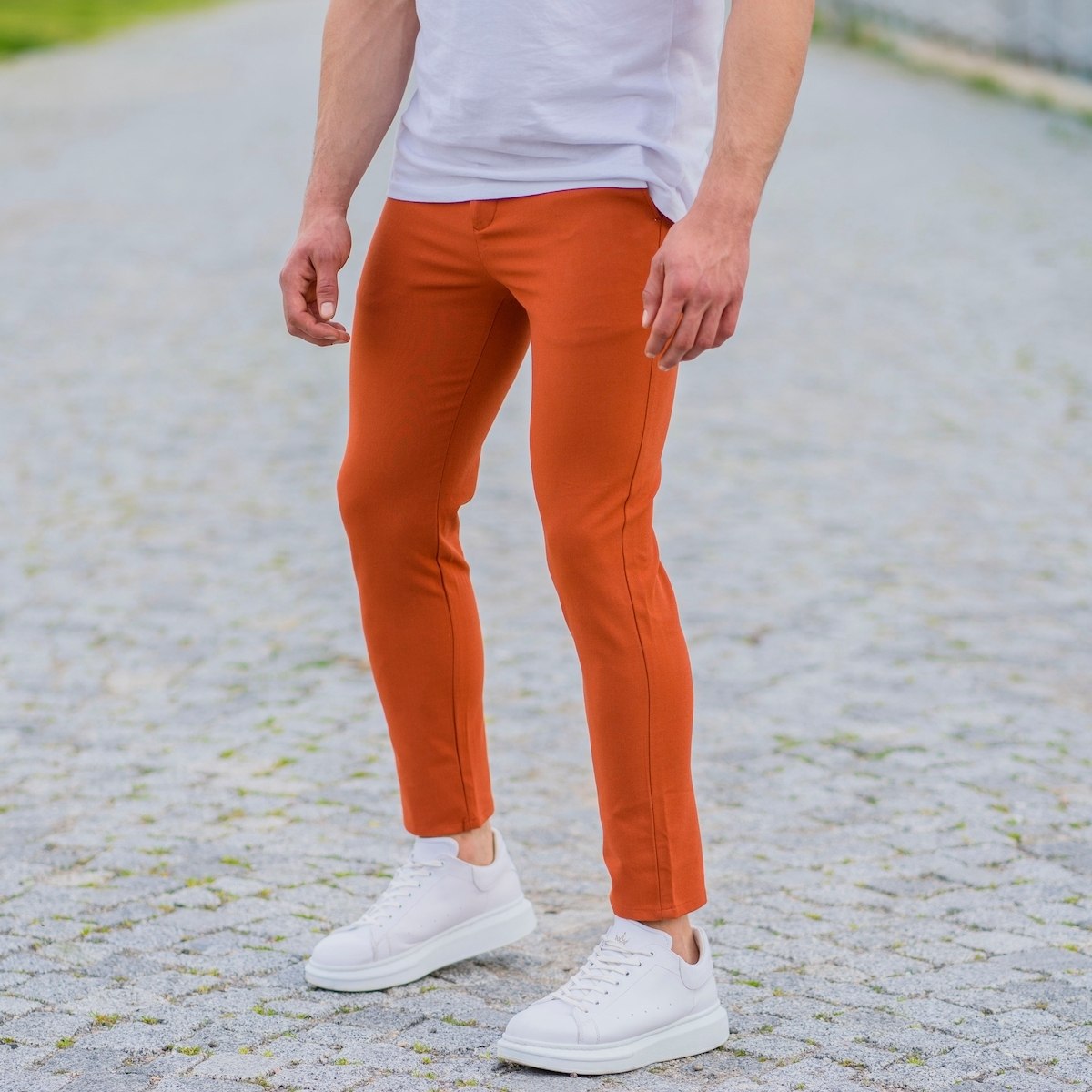 Orange Slim-Fit Trousers | Martin Valen