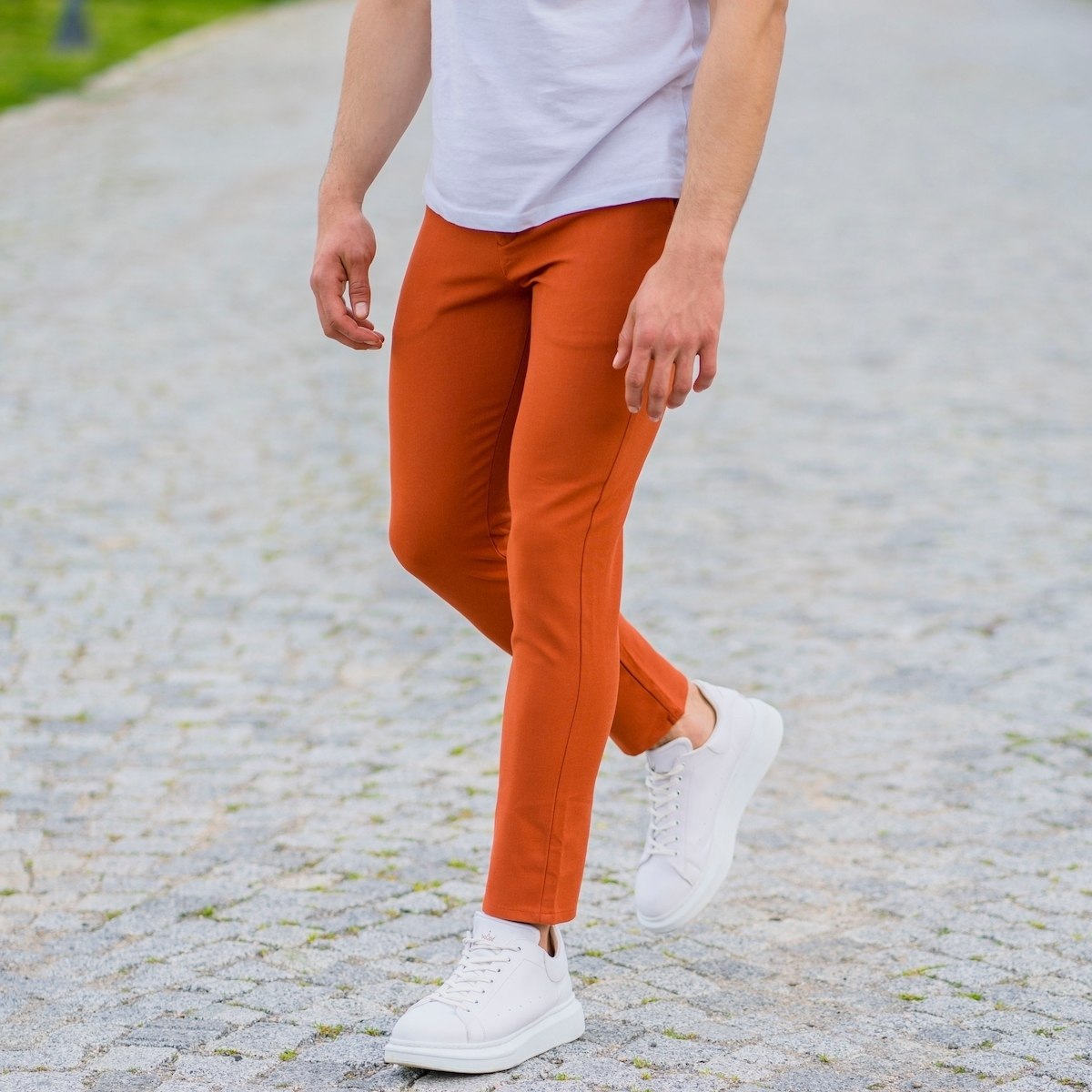 Herren Slim-Fit Hose in orange - 4