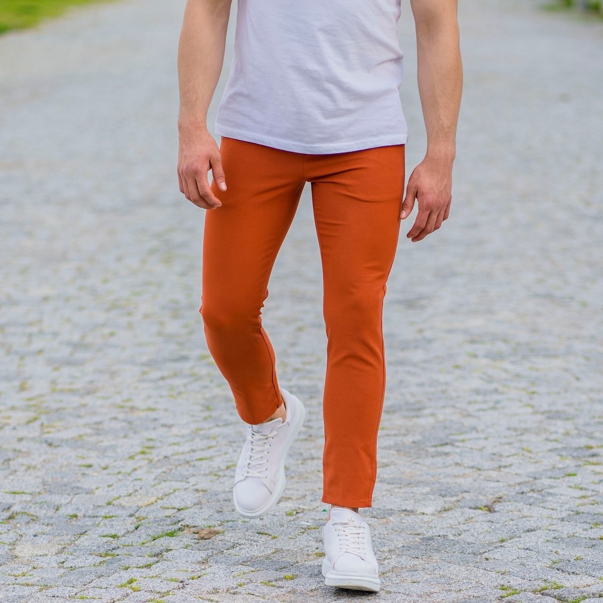 Orange Slim-Fit Trousers | Martin Valen
