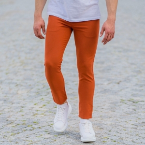 Orange Slim-Fit Trousers - 1