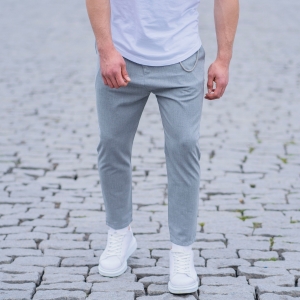 Gray Casual Slim-Fit Trousers