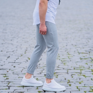 Gray Casual Slim-Fit Trousers - 5