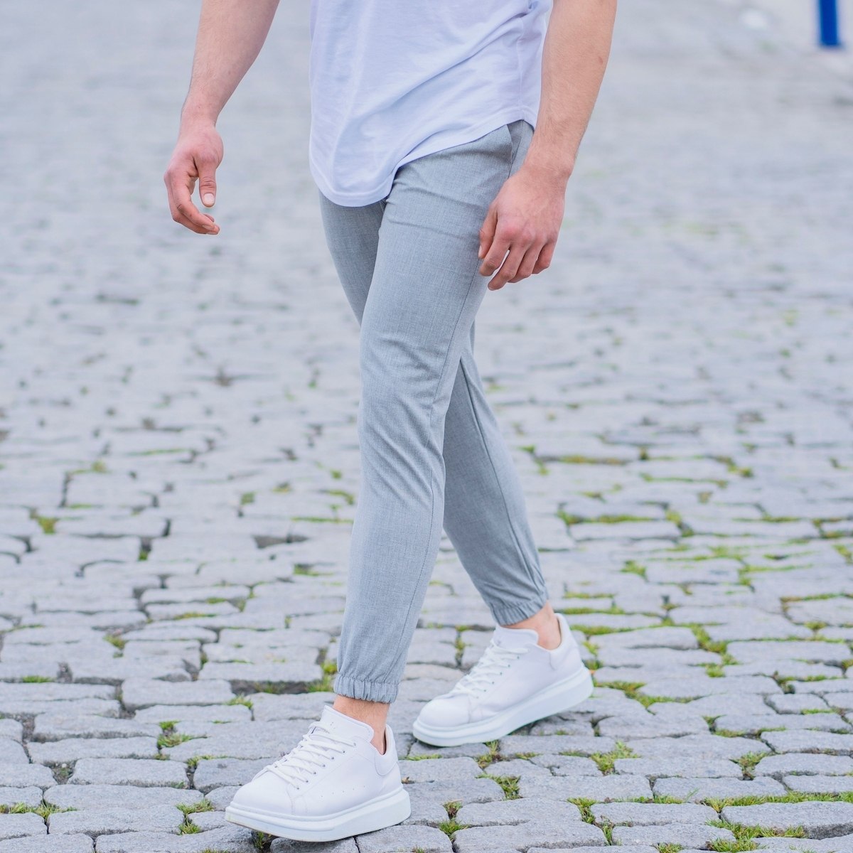 Gray Casual Slim-Fit Trousers - 7