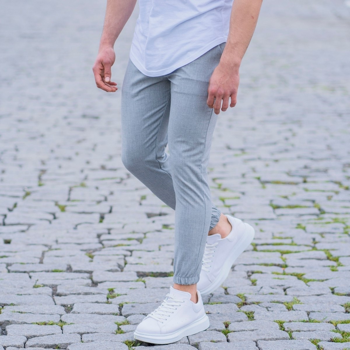 Gray Casual Slim-Fit Trousers - 8