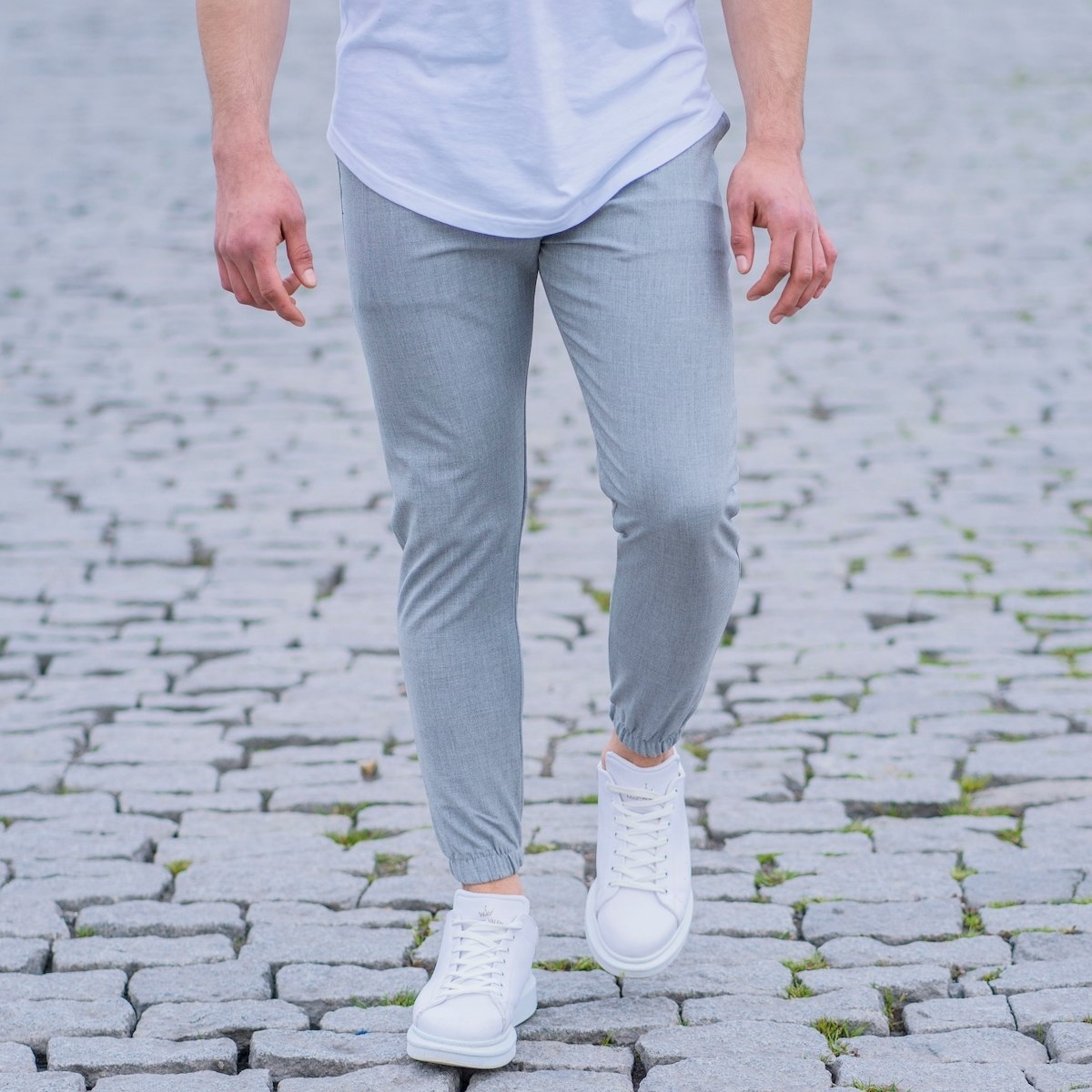 Gray Casual Slim-Fit Trousers | Martin Valen