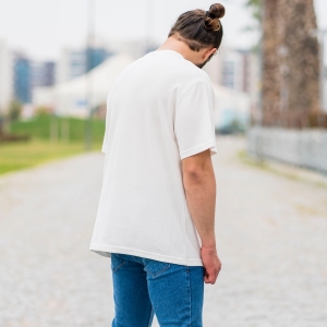 Men's Dotwork Oversize T-Shirt In White - 4