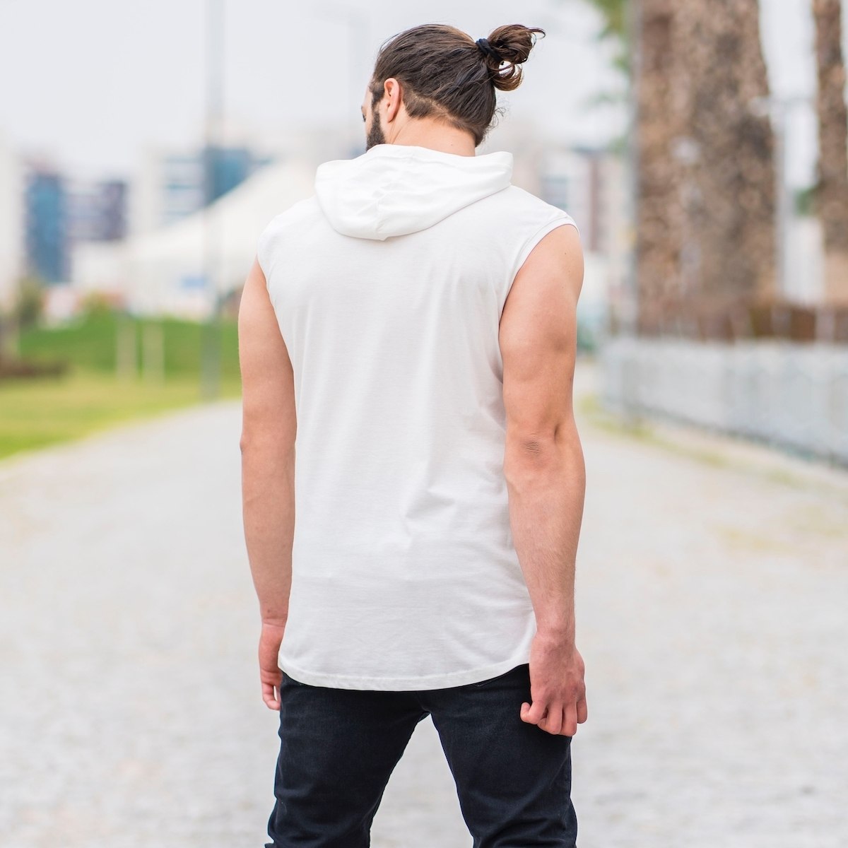 Cumulatief hebben peddelen Men's Sleeveless Hoodie In Off-White
