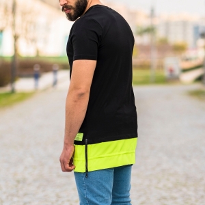 Men's Double-Tailed Neon Oversize T-Shirt In Black