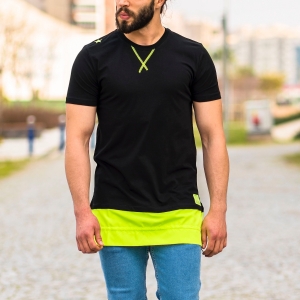 Men's Double-Tailed Neon Oversize T-Shirt In Black - 2