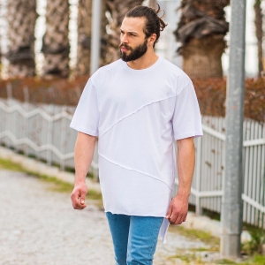 Men's Patchwork Oversize T-Shirt In White