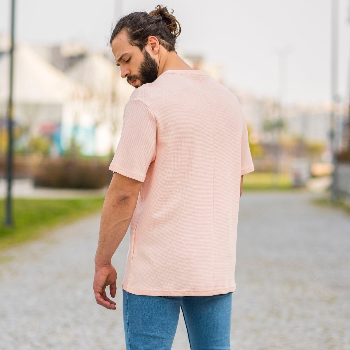 Men's Dotwork Oversize T-Shirt In Soft Pink - 1