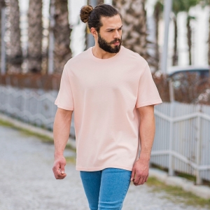 Men's Dotwork Oversize T-Shirt In Soft Pink - 4