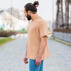 Men's Dotwork Oversize T-Shirt In Beige - 2