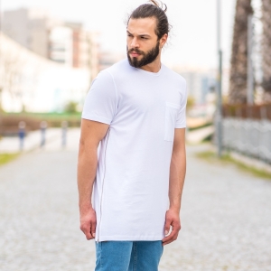 Men's Patch Detailed Zipped T-Shirt In White - 3