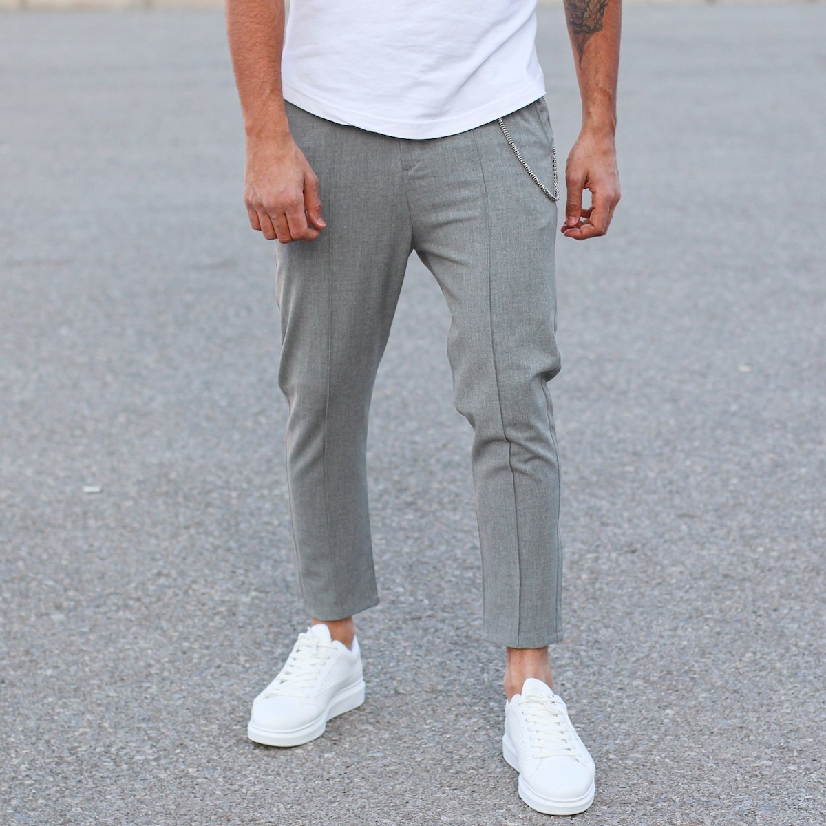 Front-Stitch Trouser In Gray