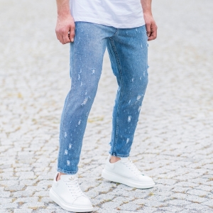 Men's Loose Fit Distorted Jeans In Blue - 3
