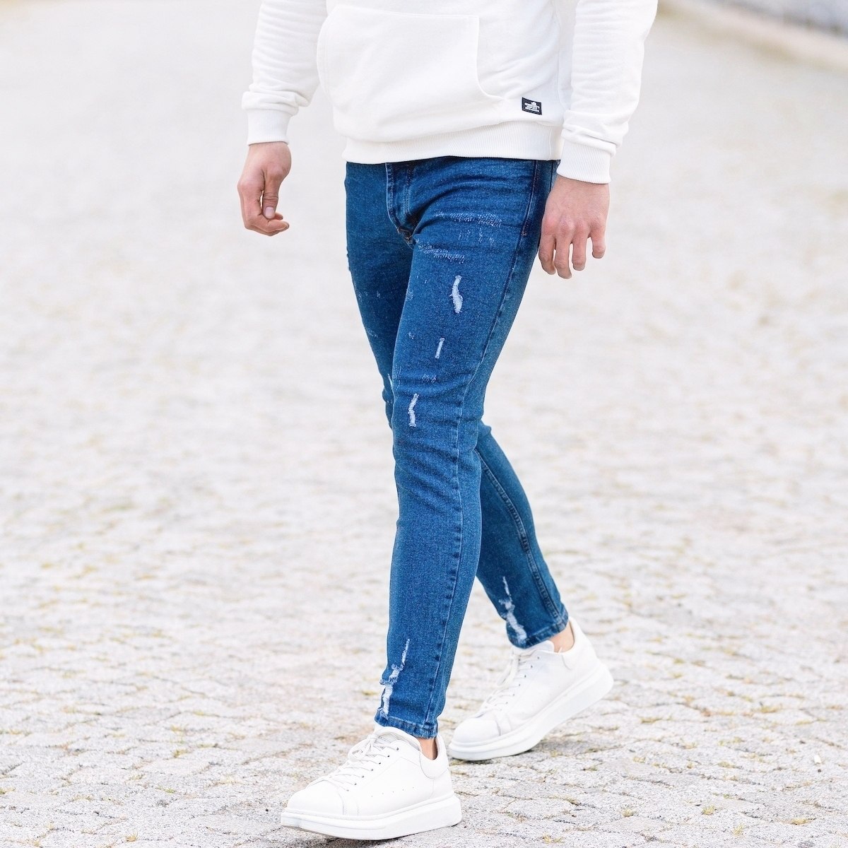Men's Distorted Jeans In Navy Blue