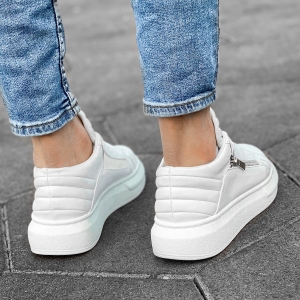 Uomo Suola Alta Outdoor Designer Sneakers Scarpe Bianco - 3